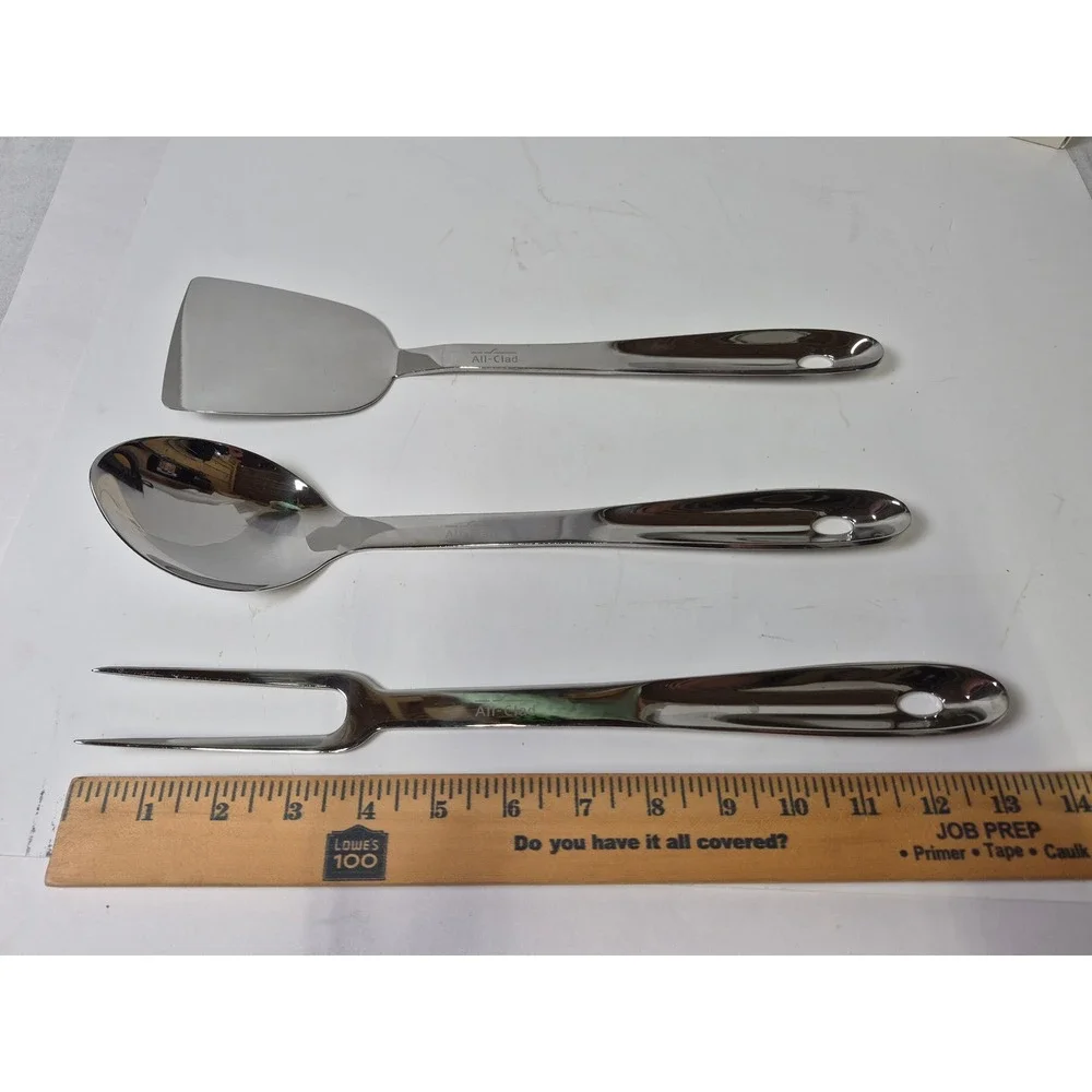 All-Clad Stainless Steel Kitchen Tool Set 3pc Meat Fork Serving Spoon Spatula